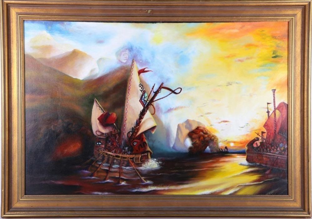 Lot 180283: LUCAS STRICKER SIGNED ORIGINAL OIL "THE ODYSSEY"