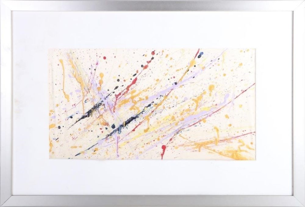 Lot 180287: MARLIS JERMUTUS ACRYLIC ON SILK ABSTRACT PAINTING