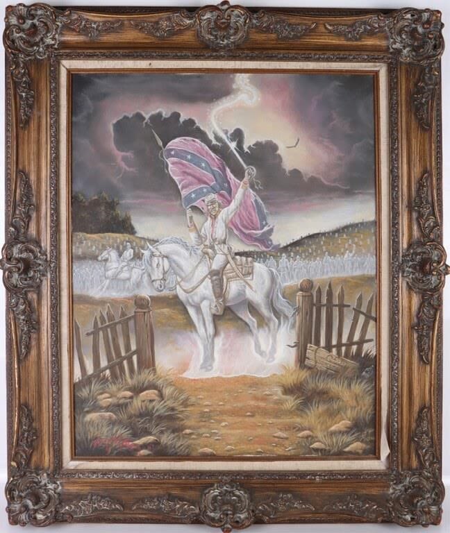 Lot 180316: CSAT CEMETARY CONFEDERATE GHOSTS PAINTING