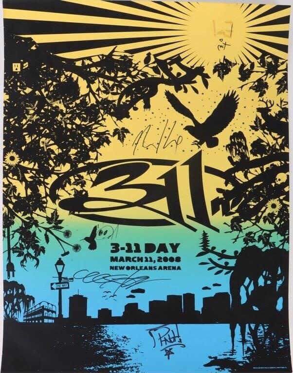 Lot 180336: 311 FULL BAND AUTOGRAPHED NEW ORLEANS POSTER