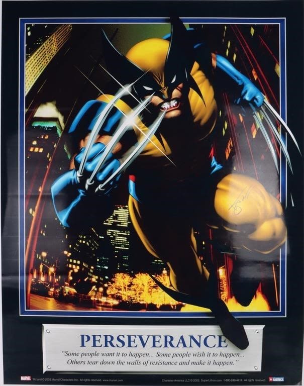 Lot 180353: SIGNED HUGH JACKMAN WOLVERINE PERSEVERANCE POSTER
