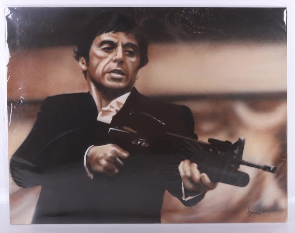 Lot 180355: SCARFACE ORIGINAL PAINTING BY GARY LONGORDO
