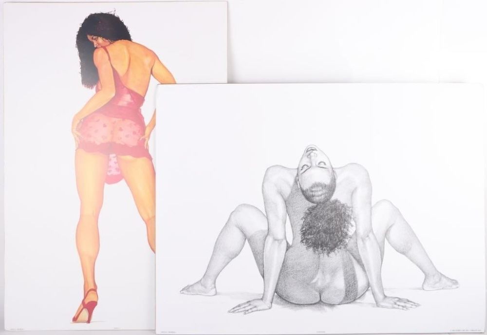 Lot 180356: MERRILL AFRO-AMERICAN RISQUE LITHOGRAPH - LOT OF 2