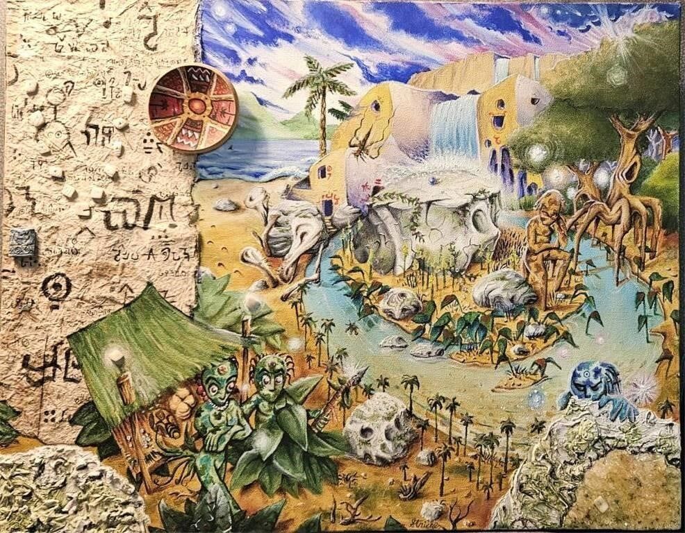 Lot 180284a: LUCAS STRICKER HEAVY IMPASTO ORIGINAL MIXED MEDIA