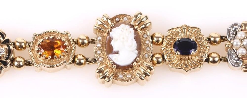 Lot 183149: VINTAGE 14K YELLOW GOLD ORNATE SLIDE BRACELET