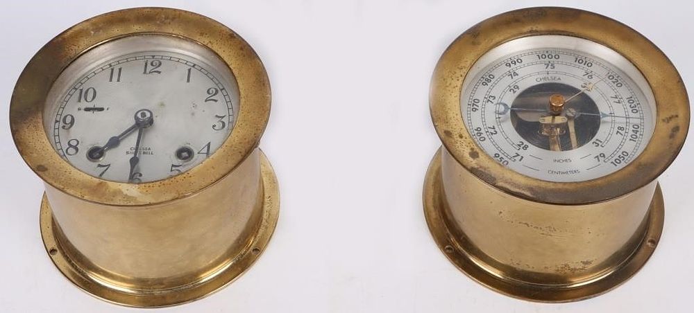 Lot 183199: CHELSEA SHIP'S BELL CLOCK AND  BAROMETER