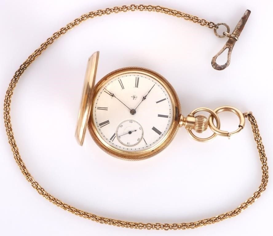Lot 183201: 14K GOLD ELGIN VINTAGE POCKET WATCH W/ FOB & KEY