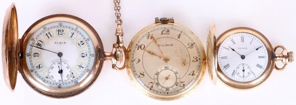 Lot 183203: VINTAGE GOLDEN POCKET WATCHES - LOT OF 3