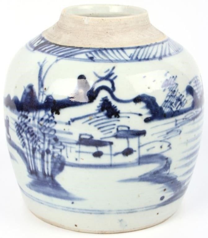 Lot 183225: ANTIQUE ASIAN BLUE & WHITE PORCELAIN VASE