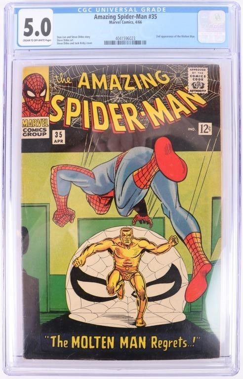 Lot 183238: AMAZING SPIDER-MAN #35 (2ND MOLTEN MAN) CGC 5.0