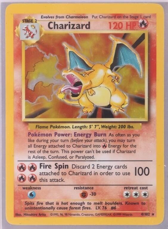 Lot 183273: POKEMON CHARIZARD HOLO BASE SET UNLIMITED 4/102