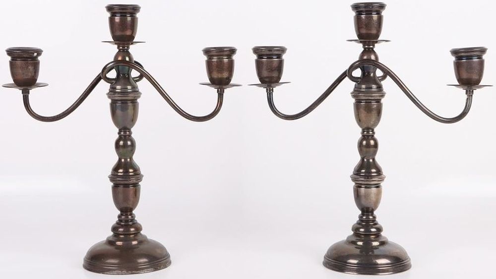 Lot 183293: VINTAGE 950 SILVER ELECTROPLATED CANDELABRAS