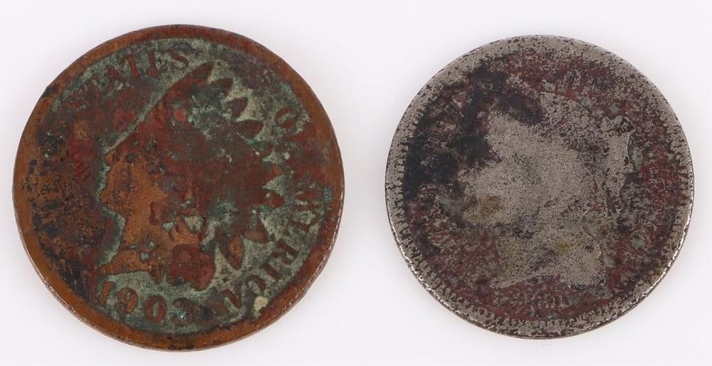 Lot 183356: 1880 P NICKEL 3 CENT AND 1903 P INDIAN HEAD CENT