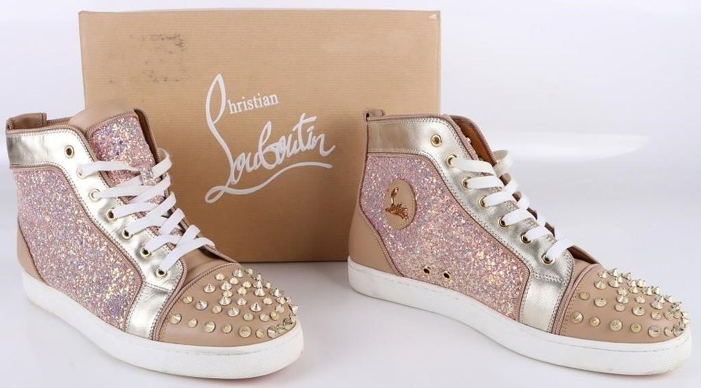 Lot 183361: CHRISTIAN LOUBOUTIN LOUIS STRASS FLAT GOLD SHOES