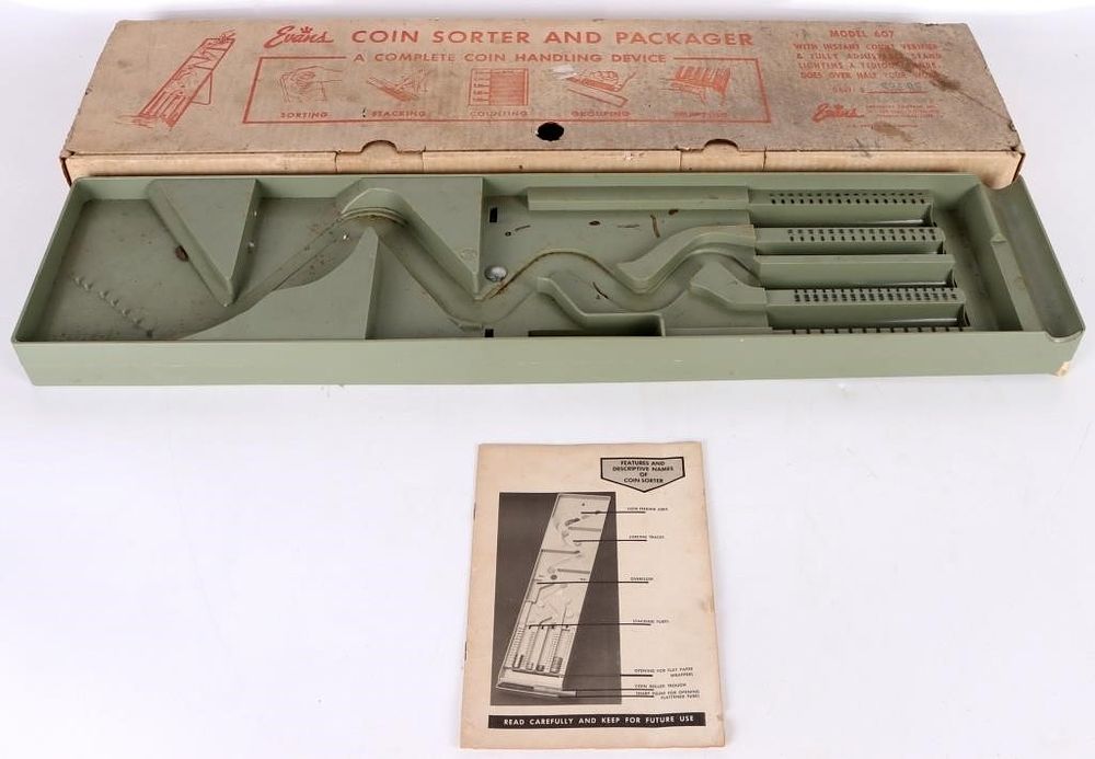 Lot 183364: VINTAGE EVANS COIN SORT/PACKAGER MODEL 607 W/ BOX