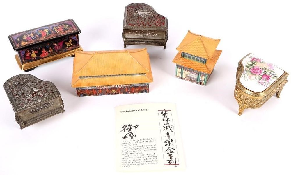 Lot 183384: CLASSIC ARTISTIC MUSIC BOXES - LOT OF 6