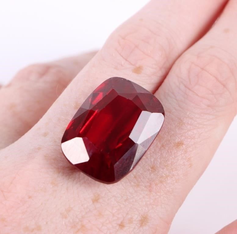 Lot 185178: 51 CT LOOSE LARGE CUSHION CUT RED RUBY