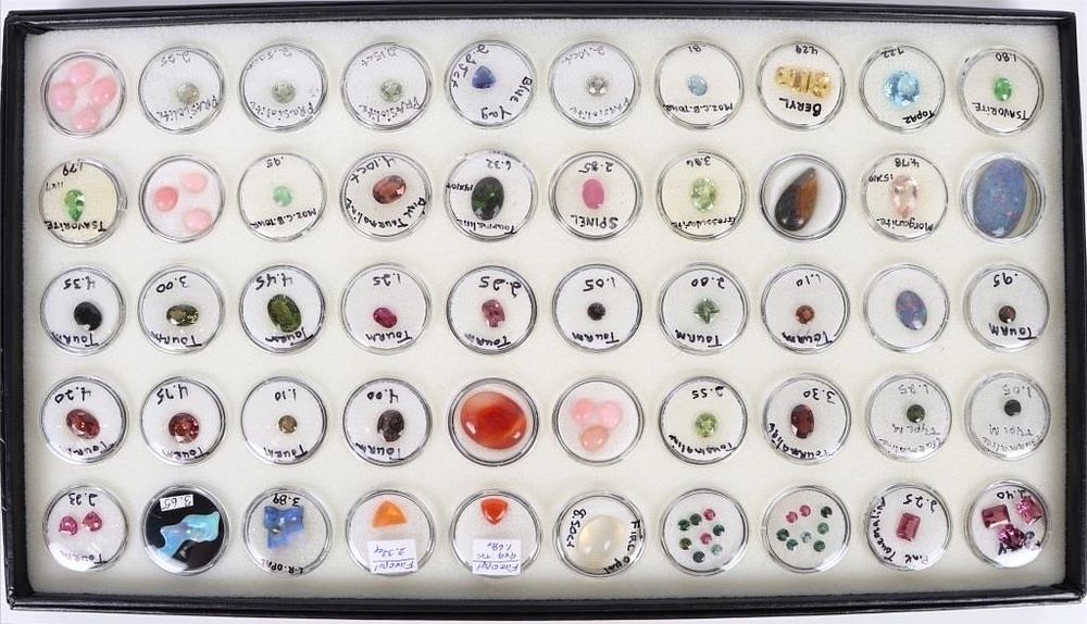 Lot 185184: BEAUTIFUL LABELLED ASSORTED GEMSTONES W/ TRAY-(50)