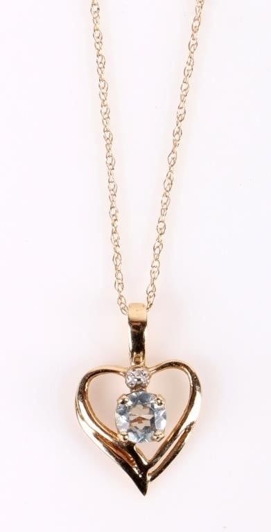 Lot 185197: 10K YELLOW GOLD TOURMALINE LADIES HEART NECKLACE
