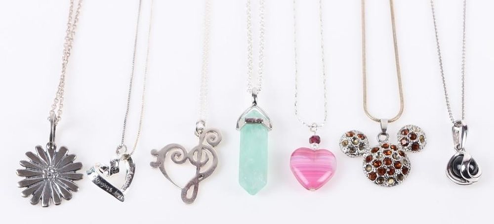 Lot 185210: STERLING SILVER ASSORTED LADIES NECKLACES - (7)