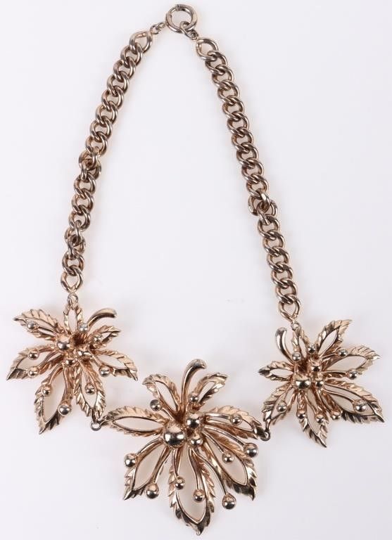 Lot 185212: VINTAGE NETTIE ROSENSTEIN .925 THREE LEAF NECKLACE
