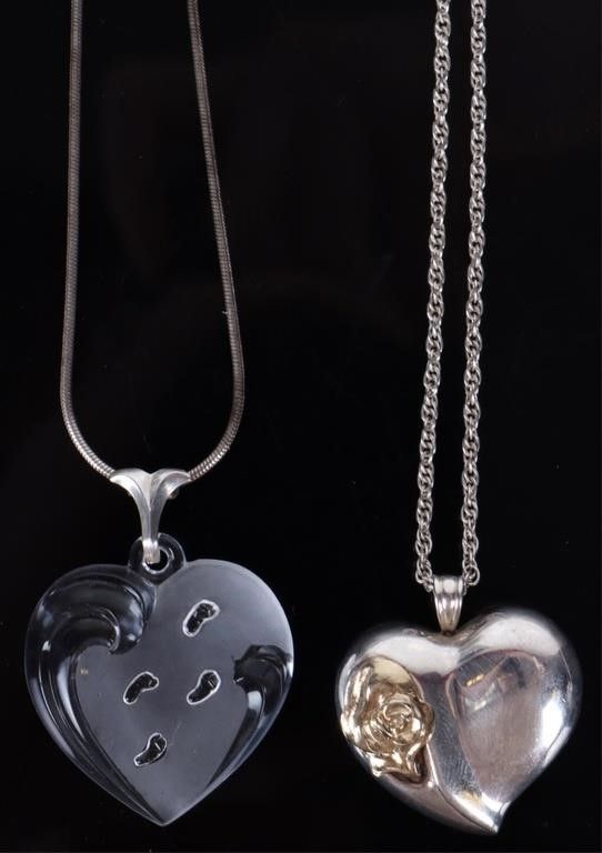 Lot 185213: .925 GORHAM & LENOX HEART PENDANT NECKLACES (2)