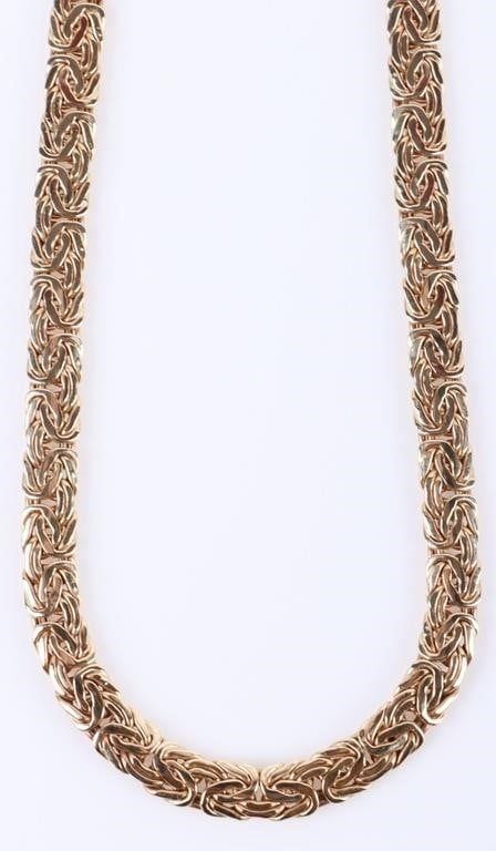 Lot 185218: 14K YELLOW GOLD BYZANTINE MEN'S CHAIN