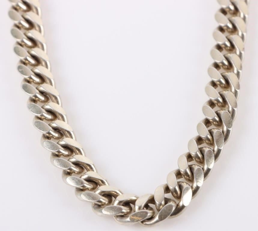 Lot 185222: STERLING SILVER CURB LINK MEN'S CHAIN NECKLACE