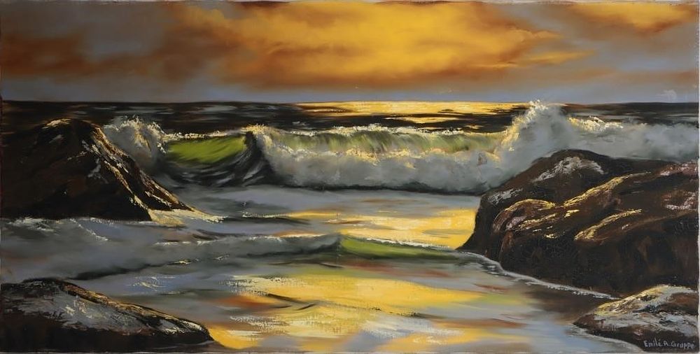 Lot 185229: EMILE A. GRUPPE SEA OIL PAINTING IN THE MANNER OF