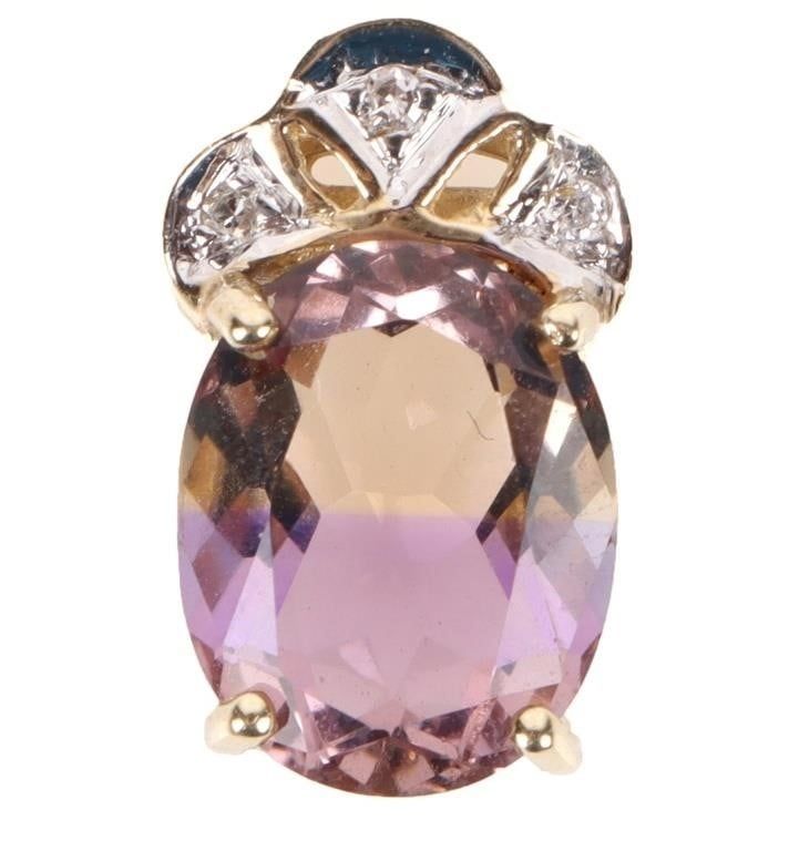 Lot 185242: 10K YELLOW GOLD LADIES PENDANT AMETRINE GEMSTONE