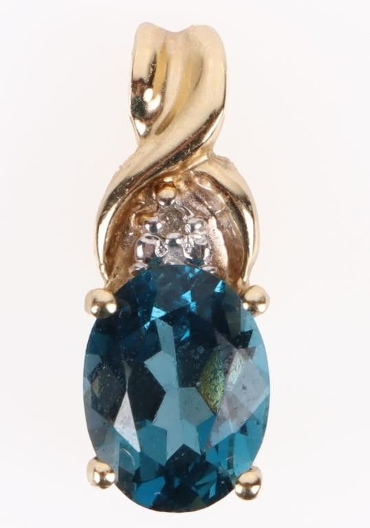 Lot 185250: 10K YELLOW GOLD LADIES PENDANT TOPAZ GEMSTONE