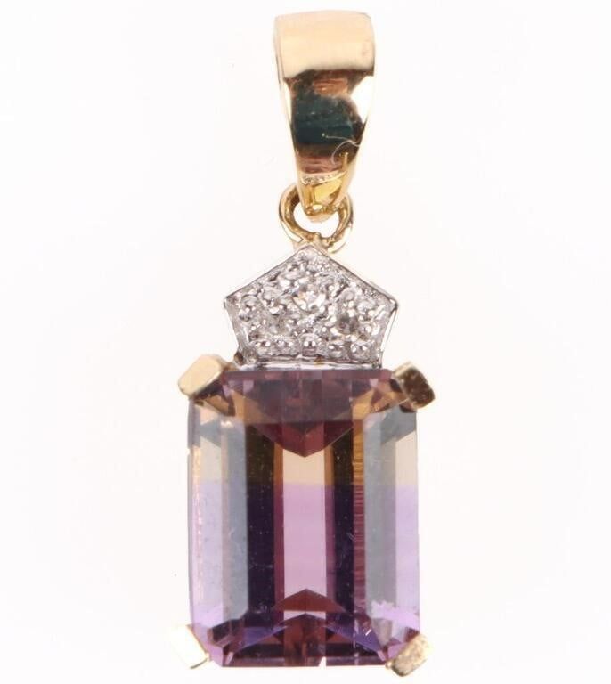 Lot 185254: 14K GOLD LADIES PENDANT AMETRINE GEMSTONE