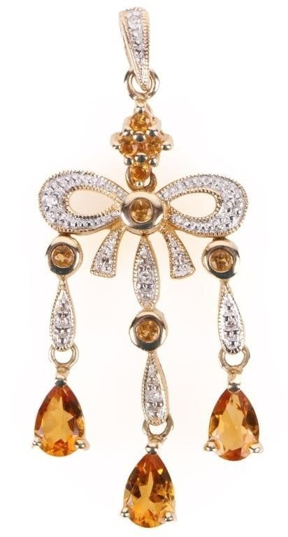 Lot 185257: 14K YELLOW GOLD LADIES PENDANT CITRINE GEMSTONES