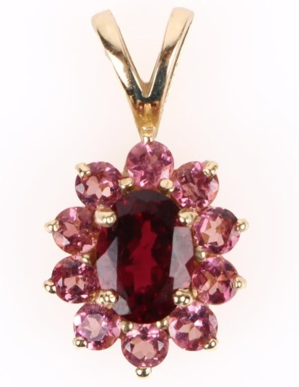 Lot 185262: 14K YELLOW GOLD LADIES PENDANT GARNET GEMSTONE