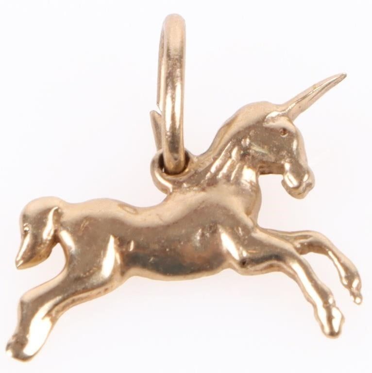 Lot 185271: 14K YELLOW GOLD UNICORN LADIES PENDANT