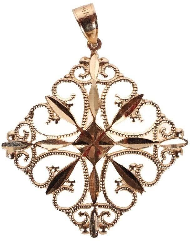 Lot 185275: 14K YELLOW GOLD BYZANTINE PENDANT