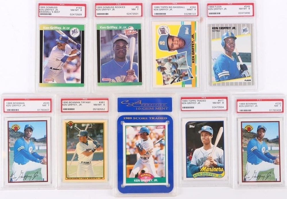 Lot 185297: 1989-1990 KEN GRIFFEY JR. PSA & CSA GRADED CARDS