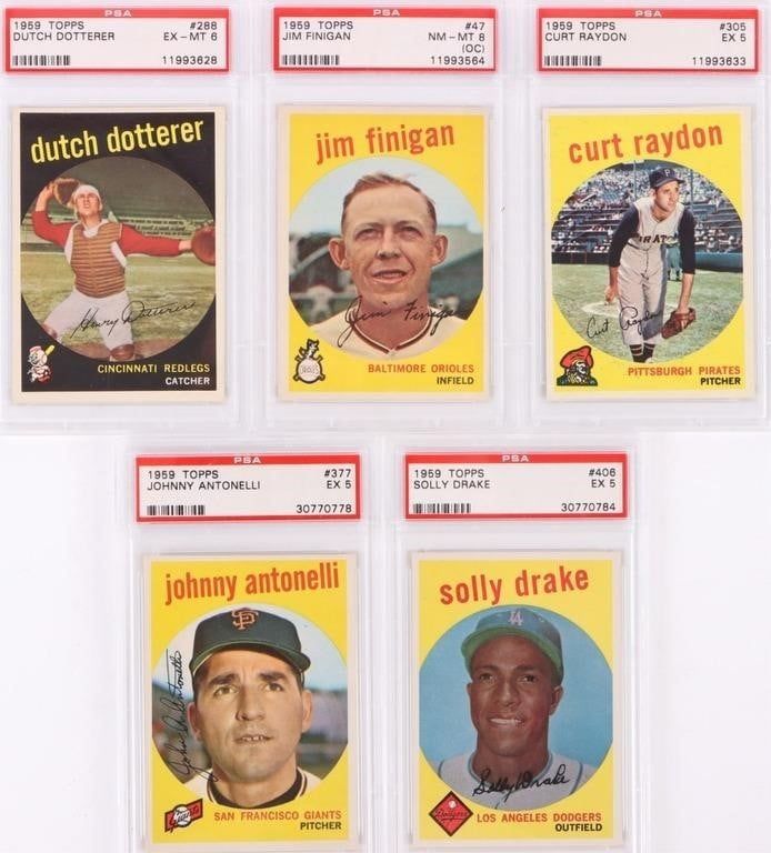 Lot 185299: 1959 TOPPS PSA GRADED BASEBALL CARDS - LOT OF 5