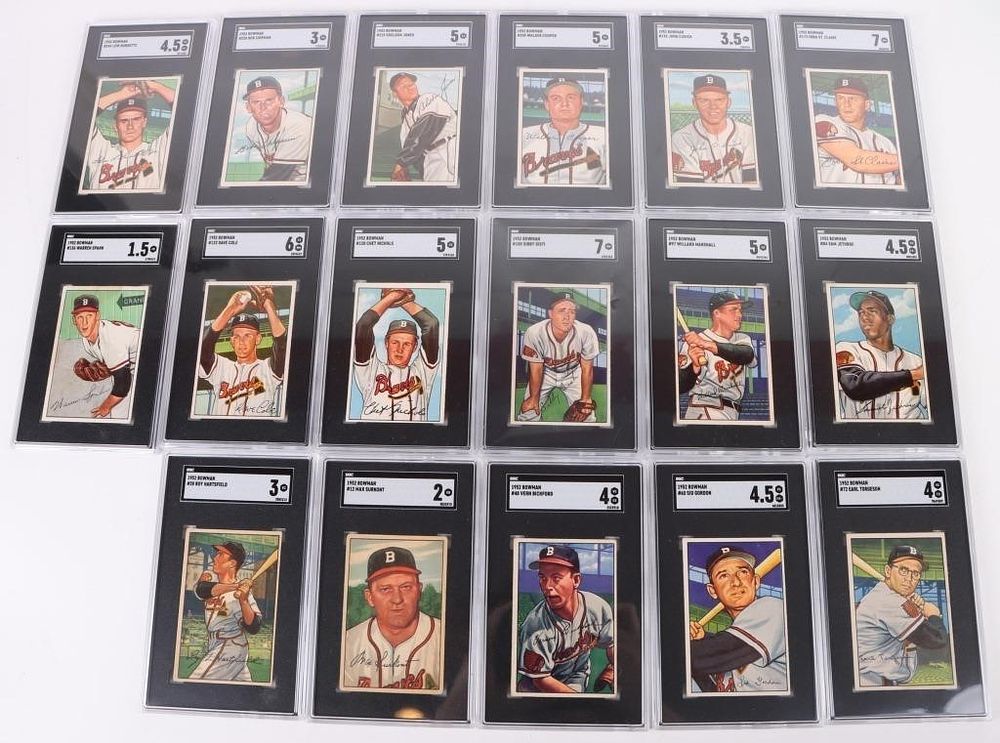 Lot 185304: 1952 BOWMAN ATLANTA BRAVES SET GRADED/SLABBED