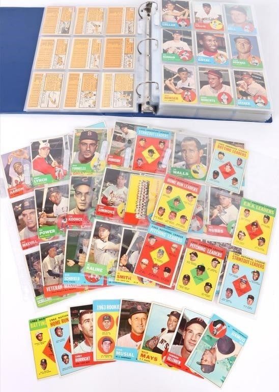 Lot 185317: 1963 TOPPS NEAR COMPLETE BASEBALL SET (523/576)