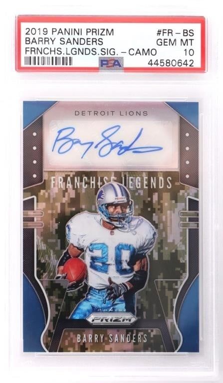 Lot 185340: 2019 PANINI PRIZM BARRY SANDERS FR-BS 07/10