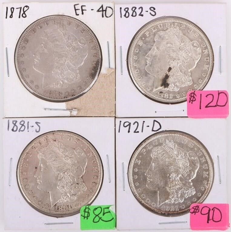Lot 185375: 1878-1921 MORGAN LIBERTY SILVER DOLLARS - LOT OF 4