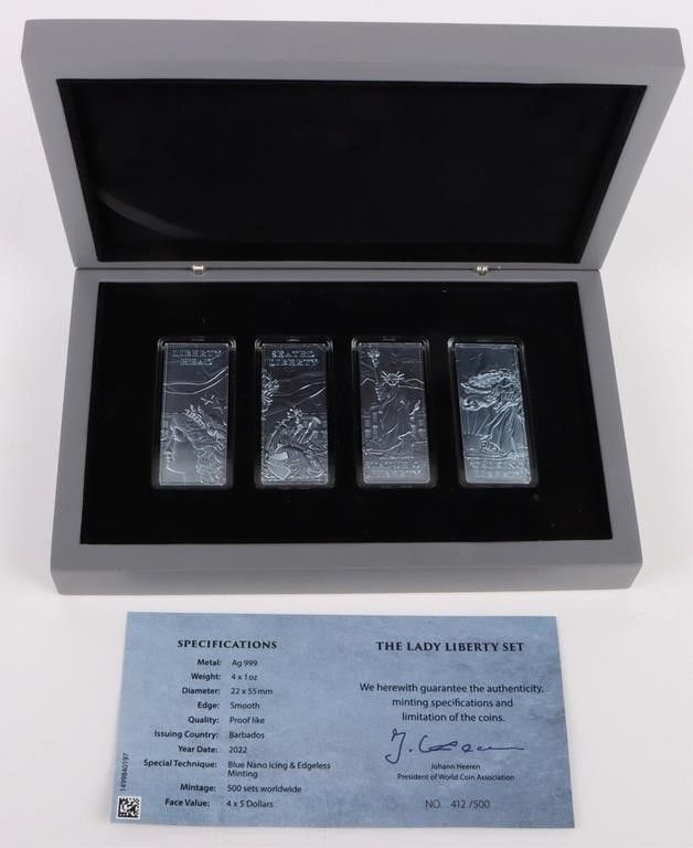 Lot 185381: THE LADY LIBERTY SET .999 SILVER PROOF QUALITY