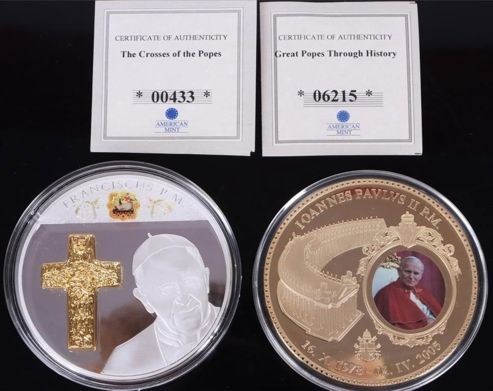 Lot 186398: AMERICAN MINT GREAT POPES COMMEM. PROOF COINS (2)