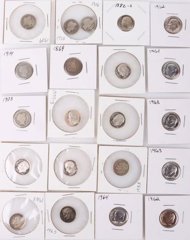 Lot 186399: ASSORTED U.S. DIMES FROM 1869-2013 - (21)