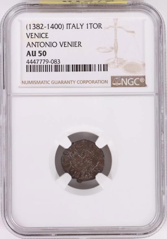 Lot 186403: 1382-1400 ITALY 1TOR VENICE ANTONIO VENIER AU50