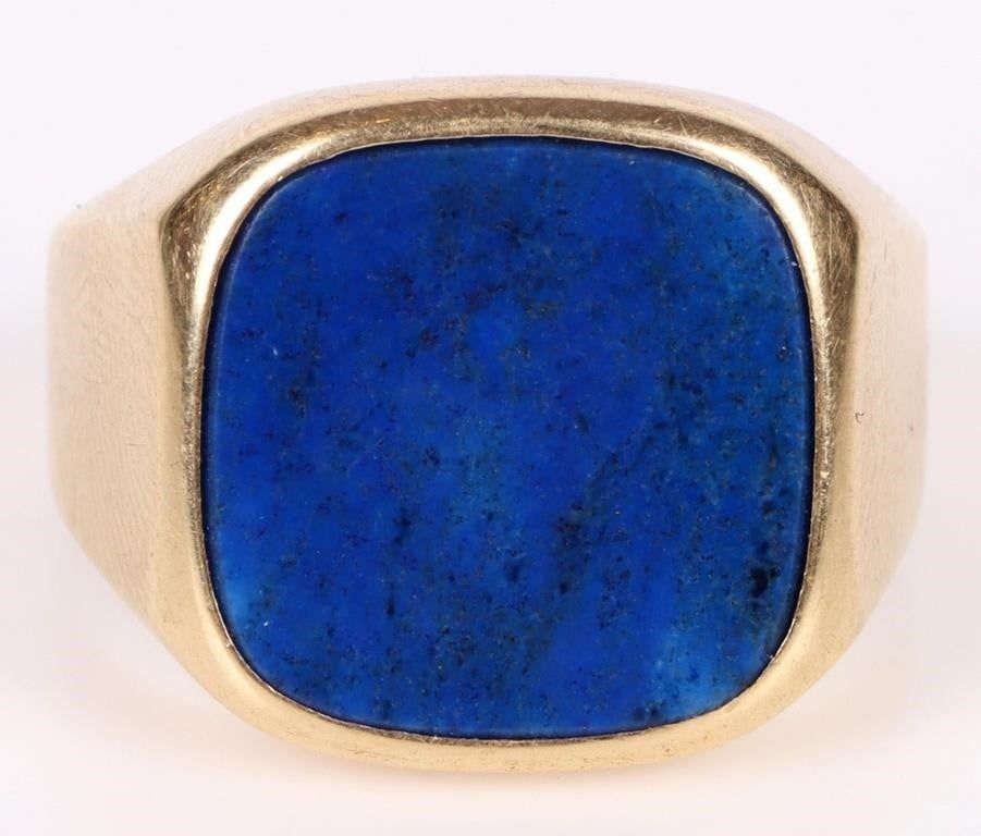 Lot 187160: BLUE LAPIS 14K YELLOW GOLD MENS RING