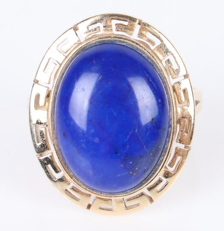 Lot 187169: 14K YELLOW GOLD BLUE LAPIS LADIES RING