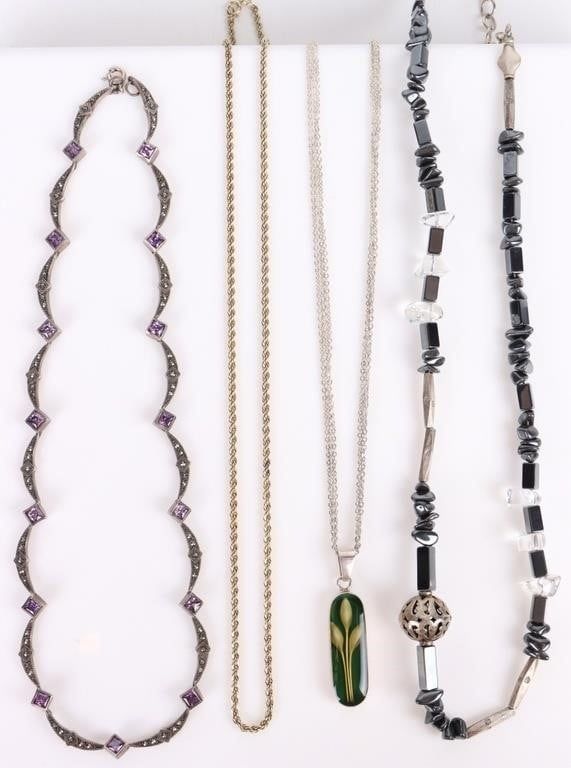 Lot 187207: STERLING SILVER ASSORTED LADIES NECKLACES - (4)