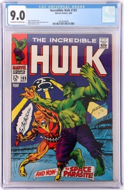 Lot 187223: INCREDIBLE HULK #103 CGC GRADE 9.0 COMIC BOOK